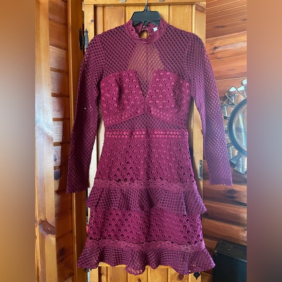 Red‎ Long Sleeve Mock Neck Sheath Dress - Picture 1 of 9